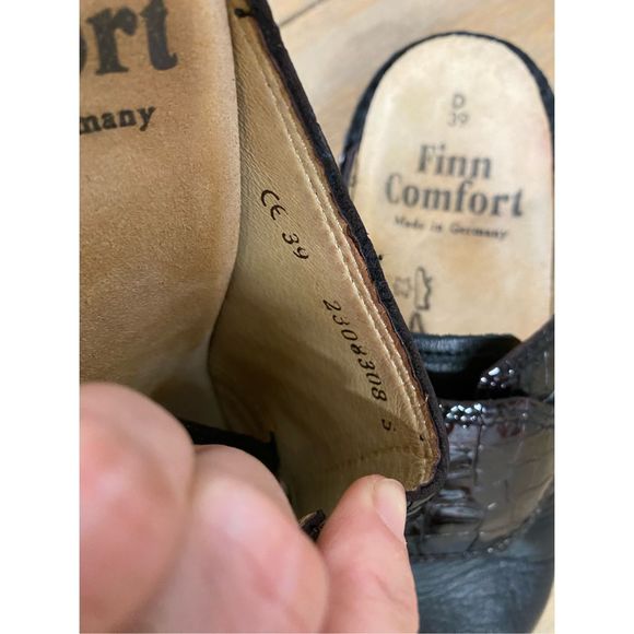 FINN COMFORT AUSSEE SOFT Black/Croc Slip On Mules Shoes Size EU 39 / US 8 - Picture 3 of 13